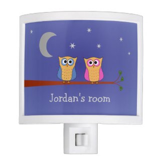 Cute night owls moon stars custom text