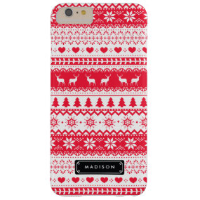 Cute Nordic Folk Holidays Red Pattern Custom Barely There iPhone 6 Plus Case