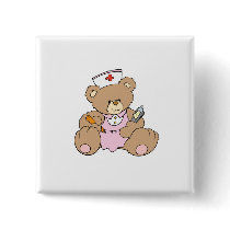 Cute Nurse RN Bear Button