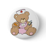 Cute Nurse RN Bear Button