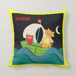 Cute Nursery Rhyme Picture Owl and the Pussy Cat Pillow