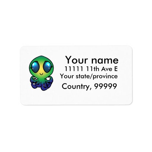 Cute Octo, Your name, 11111 11th Ave E, Your st... Custom Address Label