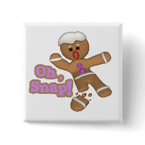 cute oh, snap gingerbread man cookie pinback button
