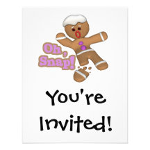 cute oh, snap gingerbread man cookie personalized announcement
