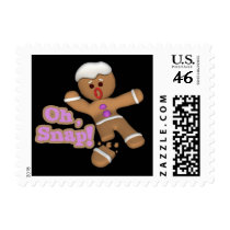cute oh, snap gingerbread man cookie postage stamp