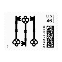 Cute old fashioned antique key postage stamp