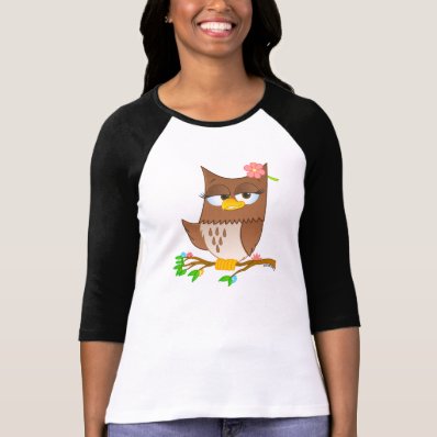 Cute Olivia VonHoot Cartoon on Women&#39;s Raglan Tees