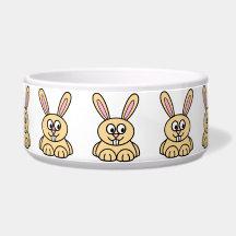 Cute Orange Bunny Rabbit Dog Food Bowl