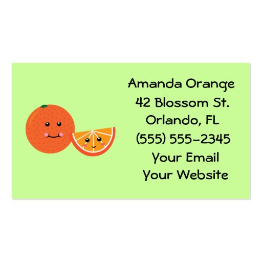 Cute Orange Business Cards (front side)