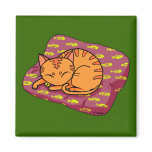 Cute orange cat sleeping refrigerator magnet
