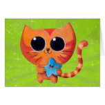 Cute Orange Cat with Star Greeting Card