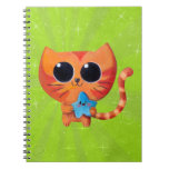 Cute Orange Cat with Star Spiral Note Books