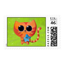 Cute Orange Cat with Star Stamps