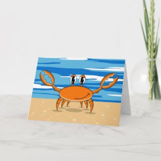 Cute Orange Crab Greeting Card card