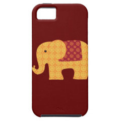 Cute Orange Flower Elephant on Red iPhone 5 Cases