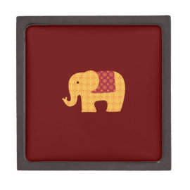 Cute Orange Flower Elephant on Red Premium Jewelry Box