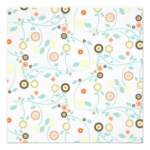 Cute Orange Flower Pattern Baby Girl Announcement
