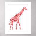 Cute Orange Giraffe Baby Nursery Wall Art Decor Posters