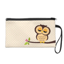 Cute Orange Owl Wristlet Purse