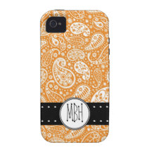 Cute Orange Paisley Pattern with Personalization iPhone 4 Cover