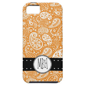 Cute Orange Paisley Pattern with Personalization iPhone 5 Cases