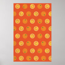 Cute orange Pictures Pattern Poster