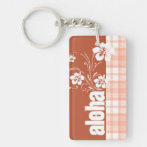 Cute Orange Plaid; Aloha Acrylic Keychains