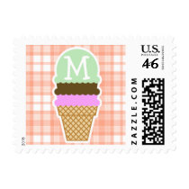Cute Orange Plaid; Ice Cream Cone Stamps