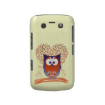 Cute Orange Whimsical Owl Blackberry Bold case