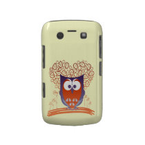 Cute Orange Whimsical Owl Blackberry Bold case casemate cases