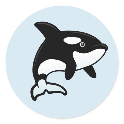 Cute Orca / Killer Whale Round Stickers