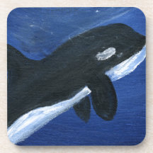 Cute orca whale drink coasters