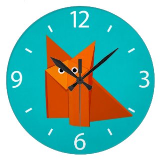 Cute Origami Fox Wall Clocks