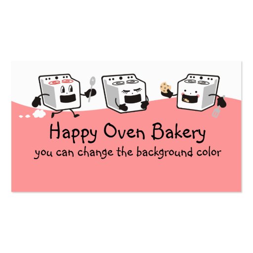 Cute oven stove cookie baking business cards (front side)
