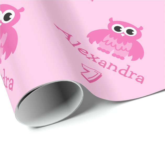 Cute owl 1st Birthday baby girl wrapping paper