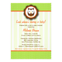 Cute Owl Baby Shower Invite [Green]