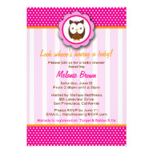 Cute Owl Baby Shower Invite [Pink]