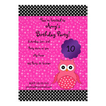 Cute owl birthday invitation