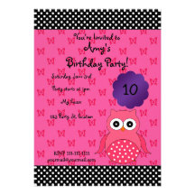 Cute owl birthday invitation