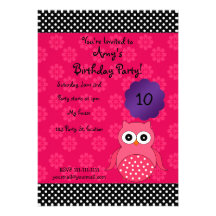 Cute owl birthday invitation
