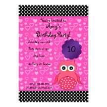 Cute owl birthday invitation