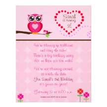 Cute Owl Birthday Invitation