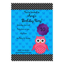 Cute owl birthday invitation