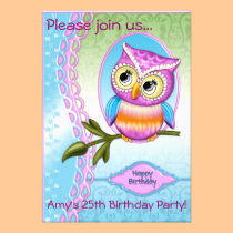 Cute Owl Birthday Invitations Announcements invitations