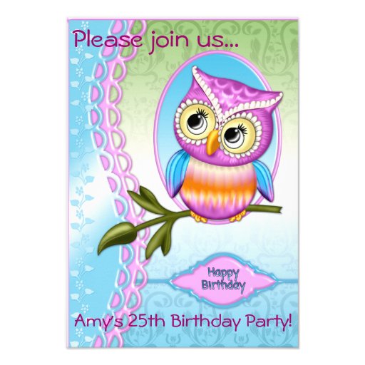 Cute Owl Birthday Invitations Announcements