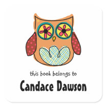 Cute Owl Bookplate Labels stickers