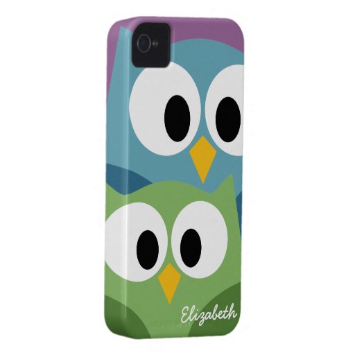Cute Owl Cartoon eyes with Name - colorful Case-Mate iPhone 4 Cases