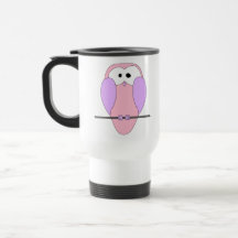 Cute Owl Cartoon. Pink Coffee Mugs