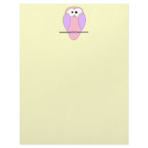Cute Owl Cartoon. Pink Letterhead Design