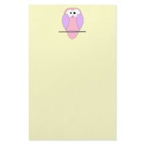 Cute Owl Cartoon. Pink Customized Stationery